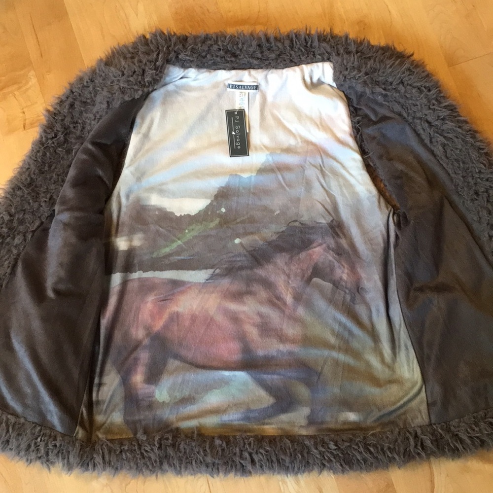 P.J. SALVAGE | Slate Shaggy Faux Fur Vest
